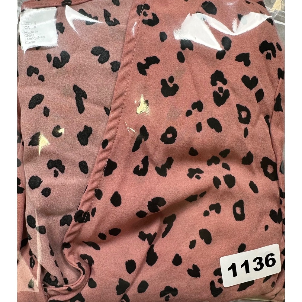DIVIDED by H&M Women's 2 Pink & Black Leopard Print Wrap Crop Top Bell Sleeves - Picture 11 of 11